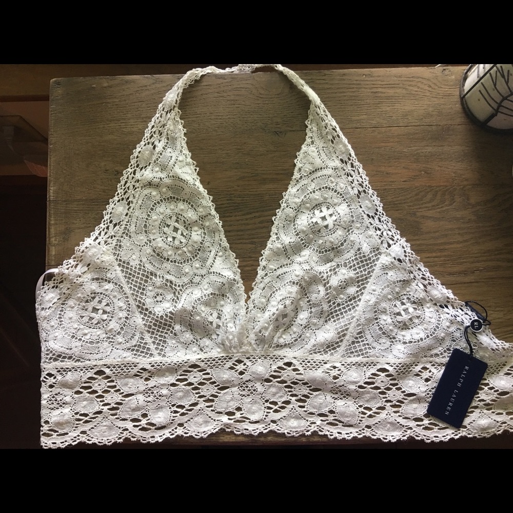 SUPER CUTE RALPH LAUREN LACE HALTER TOP/BRALETTE